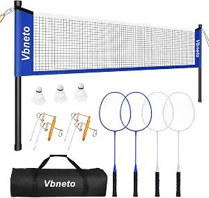 Badminton Set, Portable Outdoor Anti-Sag System – Official 20ft x 5ft Easy Setup Durable Net with 4 Rackets, 3 Shuttlecocks & Carry Bag for Backyard, Lawn or Beach Fun