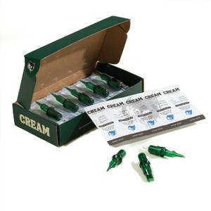 Green Cartridges, 20pcs Japanese Steel Tattoo Needle Cartridges for Metal Grips (14 Round Liner - 1214 RL)