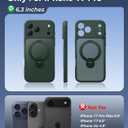 FNTCASE for iPhone 17 Pro Case with 360 Spin Magnetic Stand Green | Compatible with Magsafe,Screen Protector,Full Camera Protection,Translucent Matte Military Grade Shockproof Phone Cover
