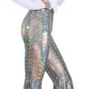 Nawgut Womens Sequin Flare Pant Sparkly High Waisted Leg Bell Bottom Glitter Trousers Night Out Clubwear
