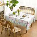 Horaldaily Spring Tablecloth 60104 Inch, Wildflowers Floral Butterfly Washable Table Cover for Party Picnic Dinner Decor