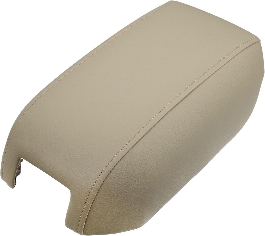 X AUTOHAUX Center Console Cover Lid for Volvo XC90 2004-2014 Armrest Cover Pad Replacement Faux Leather Beige