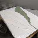 Limiyer Art Hand-painted white and green leaf texture oil painting, modern abstract art. The size is 24x36 inches. It is suitable as a wall decoration for a home office, or as an art piece for display