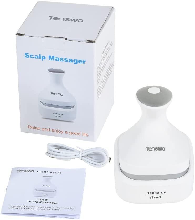 Tenswa Electric Scalp Massager Portable Head Massager Handheld with Kneading 112 Massage Nodes, Head Scratcher Massager for Full Body Massage, Hair Growth and Stress Relax