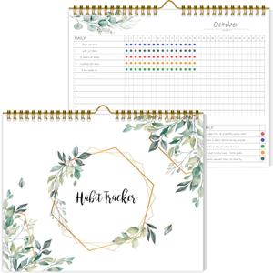 Habit Tracker Calendar12 Monthly Habit Tracker Journal with Spiral Binding,Undated Weekly Monthly Planner to Boost Productivity&Self Improvement, 8"x10"Green