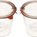 WECK Canning Jars 742 Mold Jars made of Transparent Glass - Eco-Friendly Canning Jar - Storage for Food, Yogurt with Air Tight Seal and Lid - 1/2 Liter Tall Jar Set - (2 Jars)