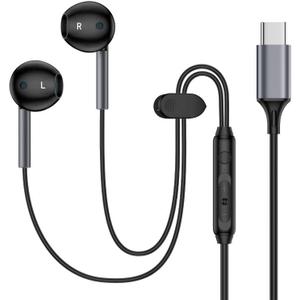 Type C Earbuds Wired Headphones for iPhone 16e/16 Pro Max/16 Pro/16 Plus/16/15,USB C Earphones Noise Canceling Earbuds with Mic & Remote for Samsung Galaxy S25 Ultra S25 Edge S24FE S23 A16 A36,Pixel 9