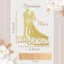 2 x Wedding Mr & Mrs Cake Toppers Picks -10Sheets Golden Glitter Bride and Groom Cake Toppers Custom Wedding Cupcake Toppers Funny Bride and Groom Anniversary Party Cake Decoration Supplies (golden)