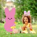 Easter Bunny Yard Sign Decoration with Stakes, Large Welcome Bunny Decoration Outdoor for Spring Happy Easter Garden Lawn Supplies (Pink)