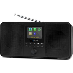 LEMEGA IR4S Stereo WiFi Internet Radio,FM Digital Radio, Spotify Connect, Bluetooth Speaker, Dual Alarms Clock, 40 Presets, Headphone-Output, Batteries or Mains Powered  Black Finish
