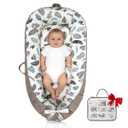 Infant Support Cushion | Baby Support Cushion for Newborn | Reversible, Adjustable & Portable Tummy Time Mat for Home and Travel | Soft, Breathable, Washable Cover | Grey Leaves