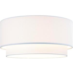 16.5"x16.5"x8.5"H Large Premium Double Drum Linen Shade with Bonus 7" Harp & Finial for Table or Floor Lamp-Pure White