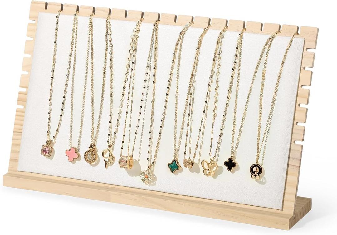 Homaisson Large Bamboo Necklace Display Stand, Pendant Necklace Wood Jewellery Holder, Chain Jewelry Big Rack Organizer for Store Show Sell, Jewelry Organizer(11.9"X8.5") (15.7"X10.2")