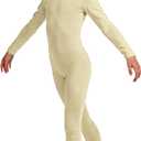 Wildarms Girls Kids Long Sleeve Dance Unitard Bodysuits Full Body Leotard for Ballet,Gymnastics,Performance,Costumes (Beige,1-3)