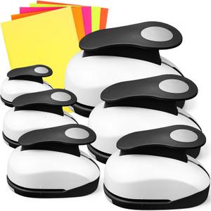 Chengu 6 Pcs Circle Punch Set 3in/2in/1.5in/1in/0.6in/0.3in Scrapbook Hole Punchers Crafting with 10 Sticker Paper Round Cutter Scrapbook for Office Supplies DIY Albums Photos (Black)