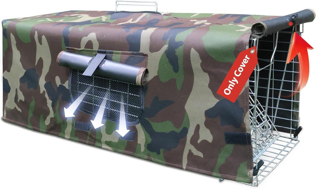 Animals Trap Cage Cover, Only Cover,Trap Cage Cover with Breathable Window Wild Cat Trap Cover for 1-2 Door Cage 32 x 10 x 12inch, Raccoon, Squirrel, Skunk,Only Camouflage Cover