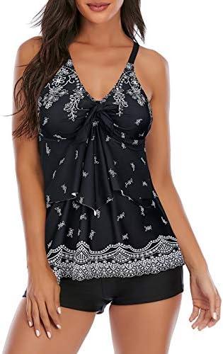 Century Star Two Piece Tankini Swimsuits for Women 2025 Modest Tankini Bathing Suit Tops Shorts Tummy Control Swimwear XL