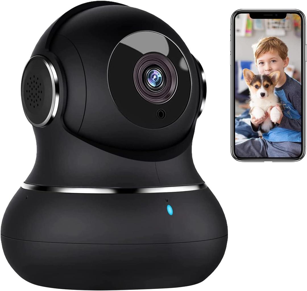 litokam 2K Indoor Security Camera, 360 Cameras for Home Security Indoor with Motion Detection, Pet Cam with Phone App, Baby Monitor-Night Vision (1 Pack-2.4GHz, Black)