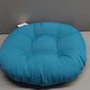 Blazing Needles Solid Twill Round Footstool Cushion, 18", Aqua Blue