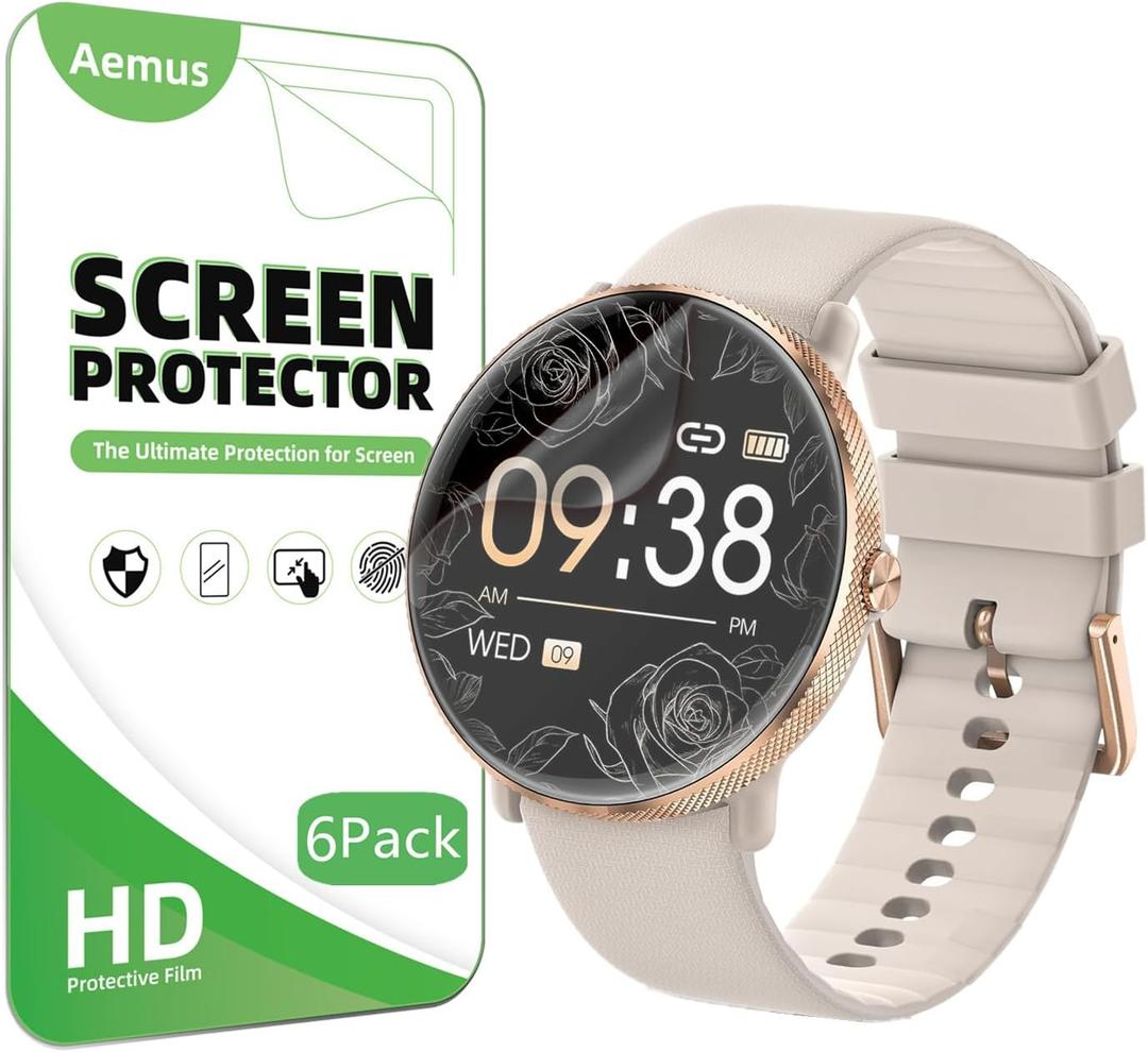 Screen Protector Compatible for Boquaw/Kimeag S67 Smart Watch 1.43" (6 Pack) Clear TPU Soft Protective Film Compatible for Basznrty S61 Smart Watch