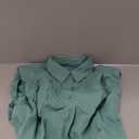 Tankaneo Womens Sleeveless Button Down Shirts Casual Loose V Neck Pad Shoulder Crop Tank Top (Large, Green)