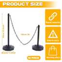 Geiserailie 12 Pack Crowd Control Stanchions, Plastic Stanchions Poles with 5FT Black Plastic Chain Crowd Control Barriers with Fillable Base Traffic Delineator Posts for Parking Lot Construction Cone