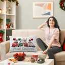 Meowy Christmas Pillow Covers 12x20, Cat Lover Gifts for Women, Cute Cats with Santa Claus Hat Pillow Covers for Home Living Room Bedroom