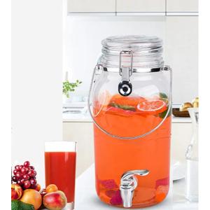 Eleganttime 120 Oz  Glass Drink Dispensers for Parties, One  Pack Beverage Dispenser With Spigot,Laundry Detergent Dispenser Punch Bowls Juice Water Dispenser for Parties