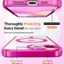 Meifgino Magnetic Case with Removable Phone Ring Stand for iPhone 16E 6.1, [Glitter Card & Wrist Strap] [MagSafe Compatible] [Built in Mirror] Phone Ring Stand + Phone Case Kit, Hot Pink