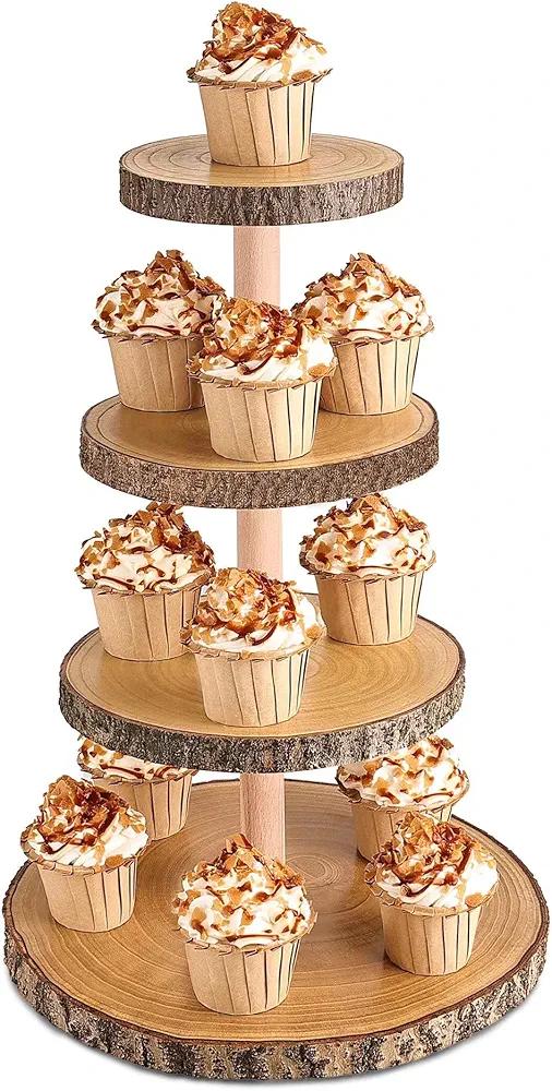 Hanson and Bennett Rustic Cake Stand - Beautiful and Natural Rustic Wedding Cake Stand Makes for Stunning Rustic Wedding Decor and Rustic Cupcake Stand