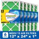 Maycold MERV 13 12x24x1 Air Filter (6-Pack), High-Efficiency Pleated AC & Furnace Filters, Actual Size: 11.70" x 23.70" x 0.75", Individually Wrapped in Plastic
