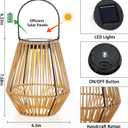 VIHOSE 4 Pack Solar Lanterns, Rattan Hanging Solar Lights with Handle Outdoor Waterproof, Outdoor Lamp Lights Decoration for Patio Porch Garden Pathway Yard Trees Lawn (Square)