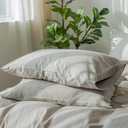 MooMee Bedding Pillowcases Pack of 2 100% Washed Cotton Linen Like Textured Breathable Durable Soft Comfy (Pastel Grey, Queen)