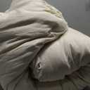 Bonlino Queen Comforter Set - Ruched Comforter Queen Size Bed Set Boho Shabby Chic Bedding for Bedroom Comforter Fluffy 3 Piece Ruffle Comforter Set with Pillow White Bedding Soft (Wheat)