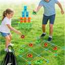 2-in-1 Giant Tic Tac Toe and Can Toss Game - Outdoor Games for Kids & Family, Backyard and Indoor Party Game Set with Bean Bags & Storage Bag