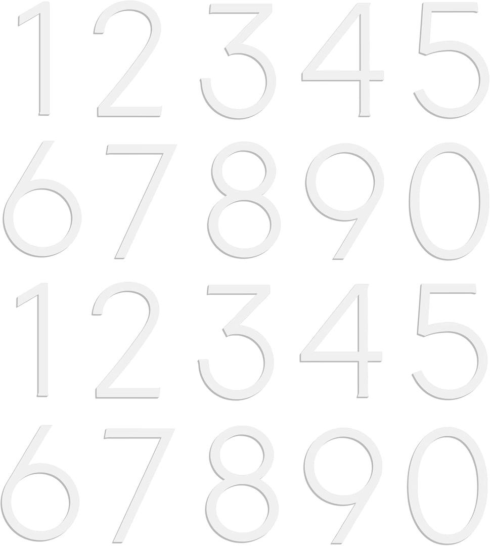 Leinuosen White 4 Inch Acrylic Mailbox Number 2 Set - Weatherproof - Mailbox Numbers for Outside - House Numbers - Sticky (Classic)