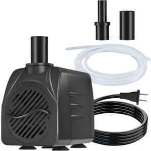SongLong 200GPH(750L/H) 9.9ft Power Cord Submersible Pump, Water Fountain Pump with 5.3ft Lift for Ponds, Water Fountains, Aquariums & Hydroponics.