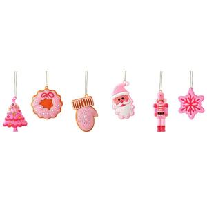 Zhanmai 24 Pcs Christmas Pink Ornaments Christmas Tree Hot Pink Decorations Cute Xmas Hanging Ornaments Traditional Xmas Tree Party Decors