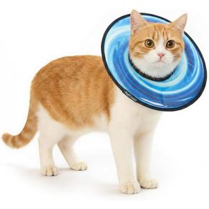 PetThem Soft Cat Cone Collar, Adjustable Cat Recovery Collar, After Surgery to Stop Licking, Waterproof & Easy to Clean, Lightweight Elizabethan Collar for Cats and Small Dogs (Astral Depth, S)