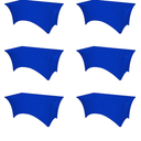 6 Pack Royal Blue Fitted Spandex Table Covers - 6ft Stretch Tablecloths for 6 Foot Rectangle Folding Cloths Rectangular Bulk Linen Fabric Elastic Wedding Reception Banquet Birthday Party