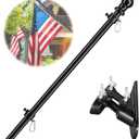 Barcetine American Flag Poles for Outside House - 5ft Tangle Free Flag Pole for House with Holder Bracket,Residential Flagpole Kit for Outdoor Porch Garage - Black