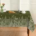 Horaldaily Spring Summer Tablecloth 60×60 Inch Square, Wild Flowers Floral Moss Green Washable Seasonal Table Cover for Party Picnic Dinner Decor