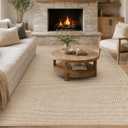 Goyuu Area Rug 8x10, Machine Washable Rug, Faux Wool Blend, Natural Ivory