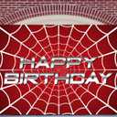 HunnmingRe 7 x 5 ft Happy Birthday Spider Web Backdrop Party Decoration Supplies Theme Banner Backdrop Decor for Birthday Party Photography Background Photo Props