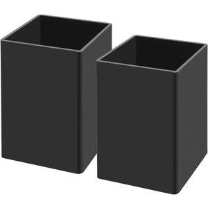 NIUBEE Black Acrylic Pen Holder Pack of 2, Desktop Pencil Cup Stationery Organizer for Office Desk Accessory