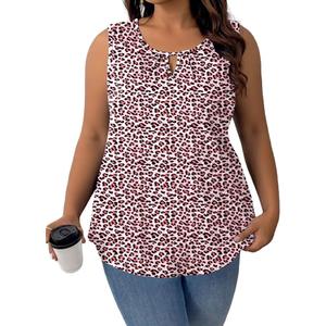 DOLNINE Plus Size Tank Tops for Women Summer Dressy Casual Sleeveless Blouses Loose Fit Keyhole Pleated Crewneck Work Shirts, XL