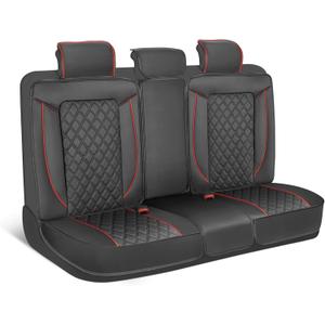 MotorBox Faux Leather Rear Bench Seat Cover – Semi-Universal Fit for Cars, SUVs & Trucks – Napa Style Back Seat Protector with Cushioned Design – Durable, Stylish Interior Upgrade