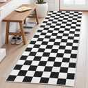 Terrug Black and White Checkered Area Rug for Kitchen,2x6 Runner Rugs Washable with Non Slip for Bedroom,Soft Low Pile Stain Resistance Retro Carpet for Entryway Hallway