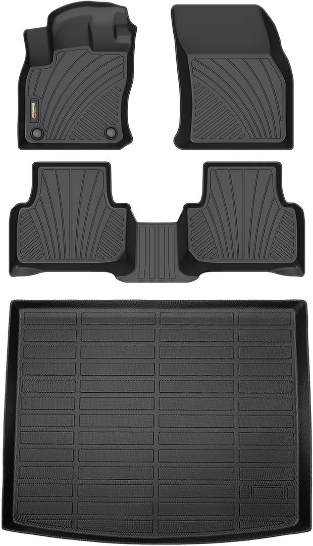 Binmotor-All Weather Floor Mats and Cargo Liner Set for Volkswagen Taos AWD 2025 2024 2023 2022(Not for FWD), Heavy Duty Car Floor Liners-Black for Taos Accessories