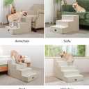 Made4Pets Dog Stairs for Small Dogs, Extra Wide Dog Steps for Bed Couch Sofa and Chair, 35D Foam Pet Steps for Small Dogs and Cats(Up to 40lbs), Non-Slip Bottom Pet Stairs, Beige, 3 Steps